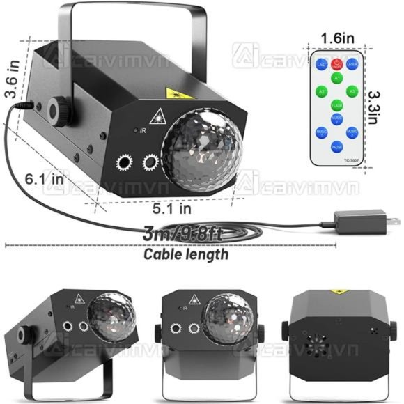 Party Lights Disco Ball Light,Dj Disco Lights LEDStage Light Strobe Lights Sound - Picture 4 of 6